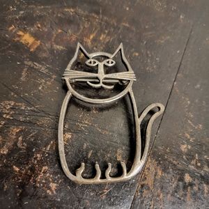 Belinda Woody Sterling Silver Cat Brooch
